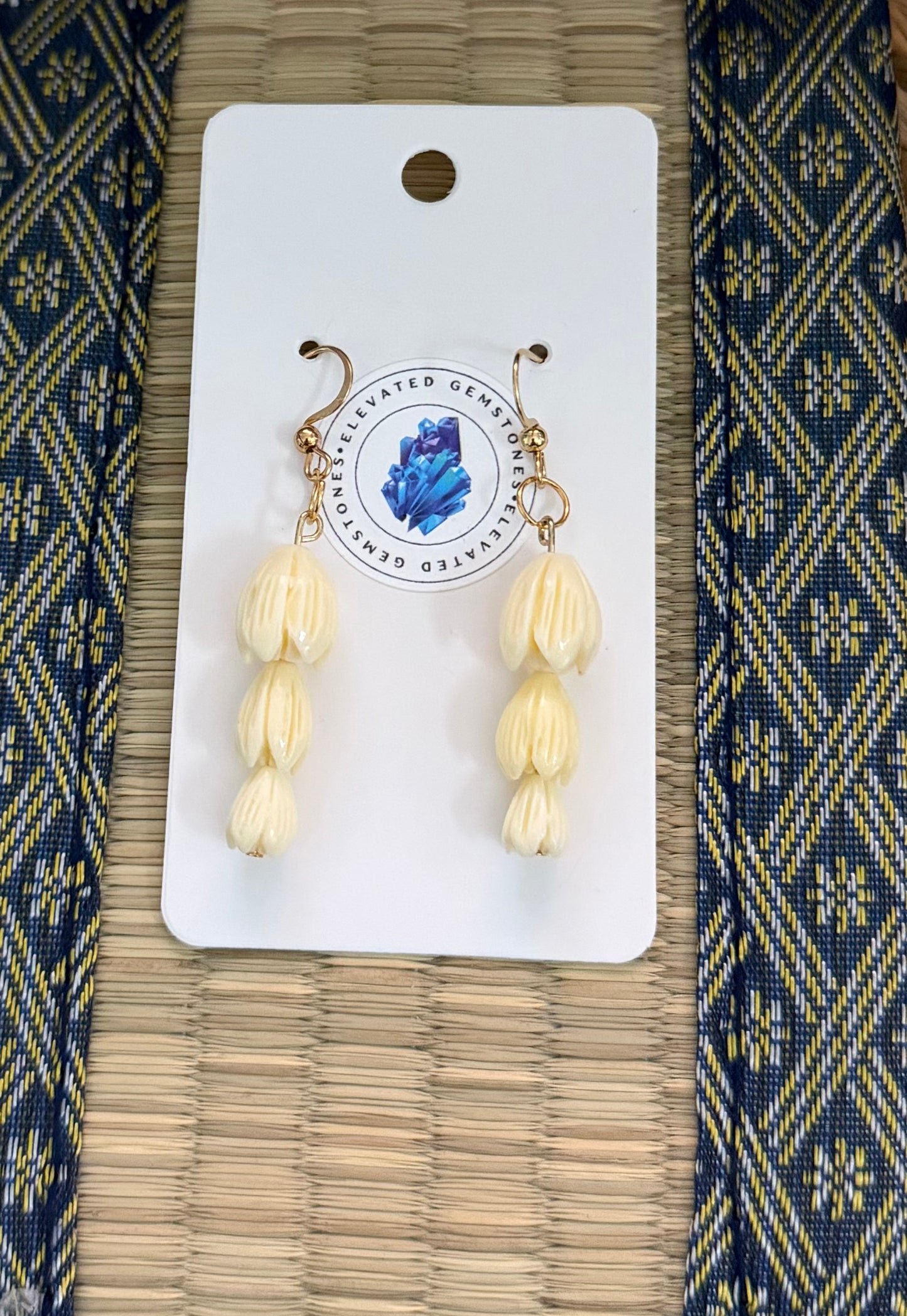 Pikake 3 Jasmine Flower Dangle Earrings