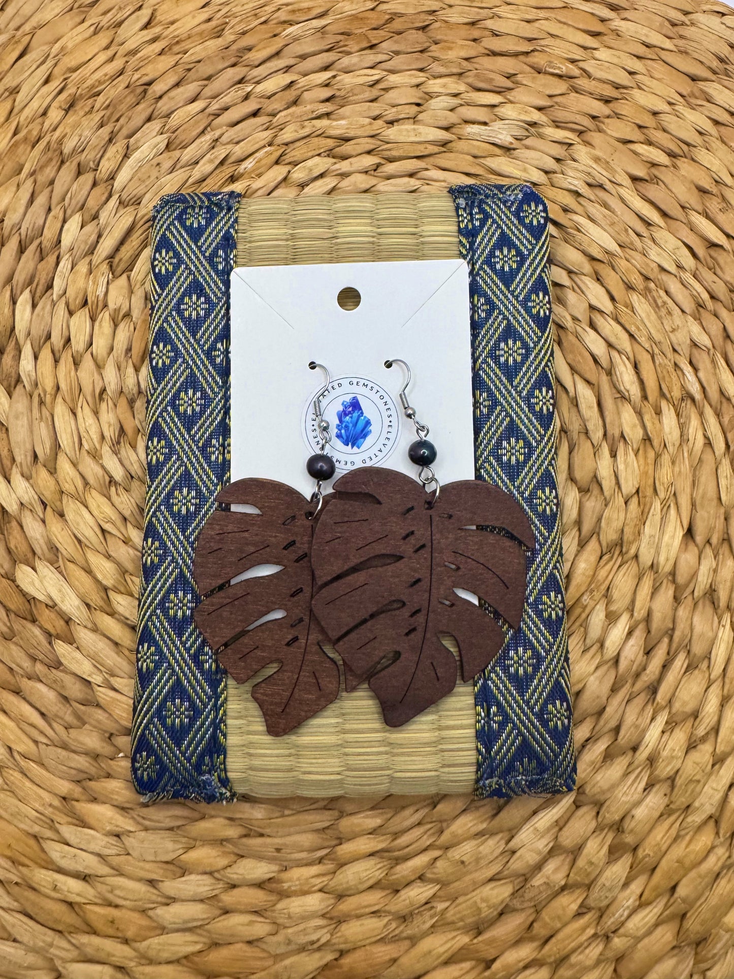 Peacock Pearl Leaf Earrings