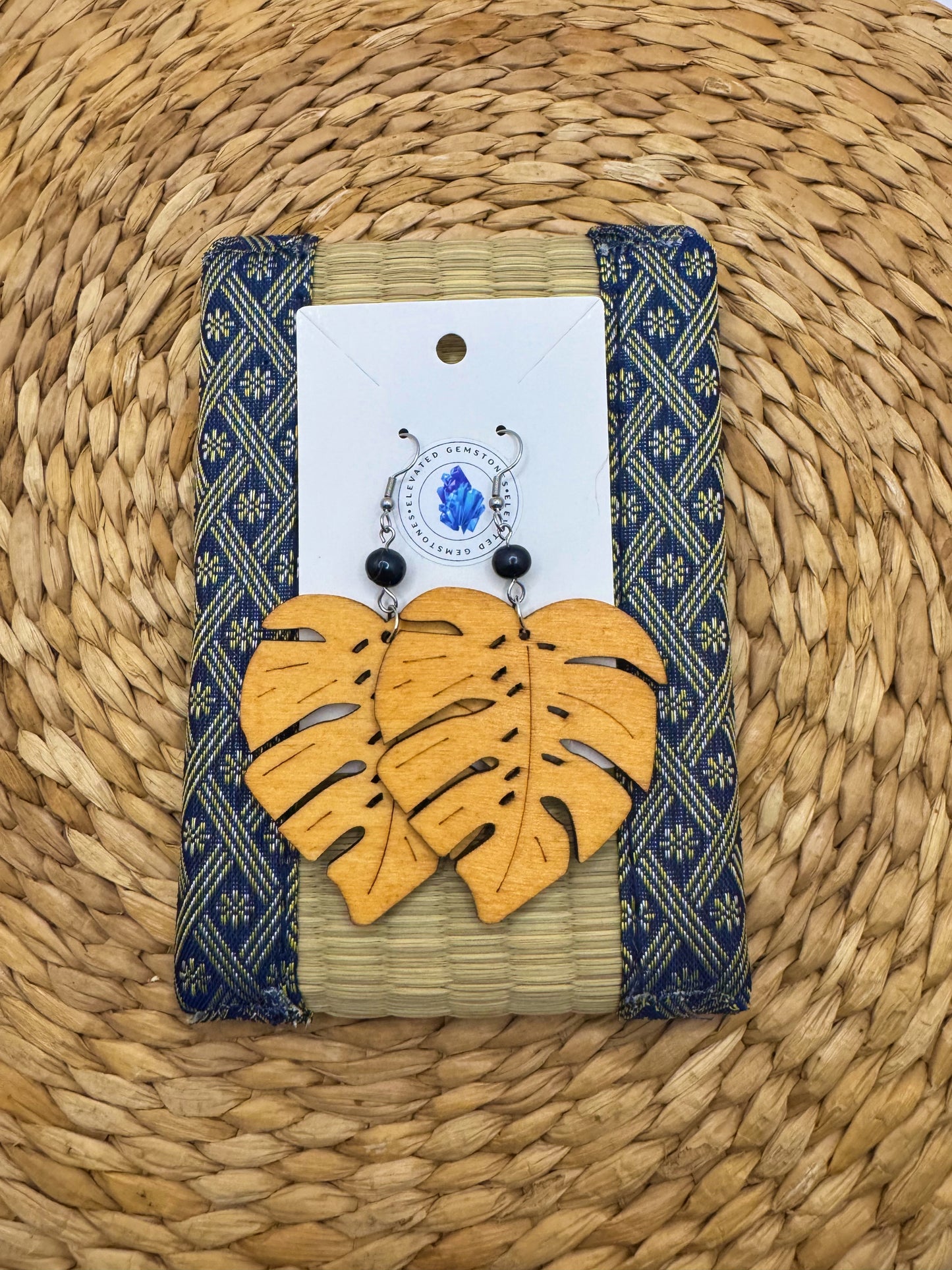 Peacock Pearl Leaf Earrings