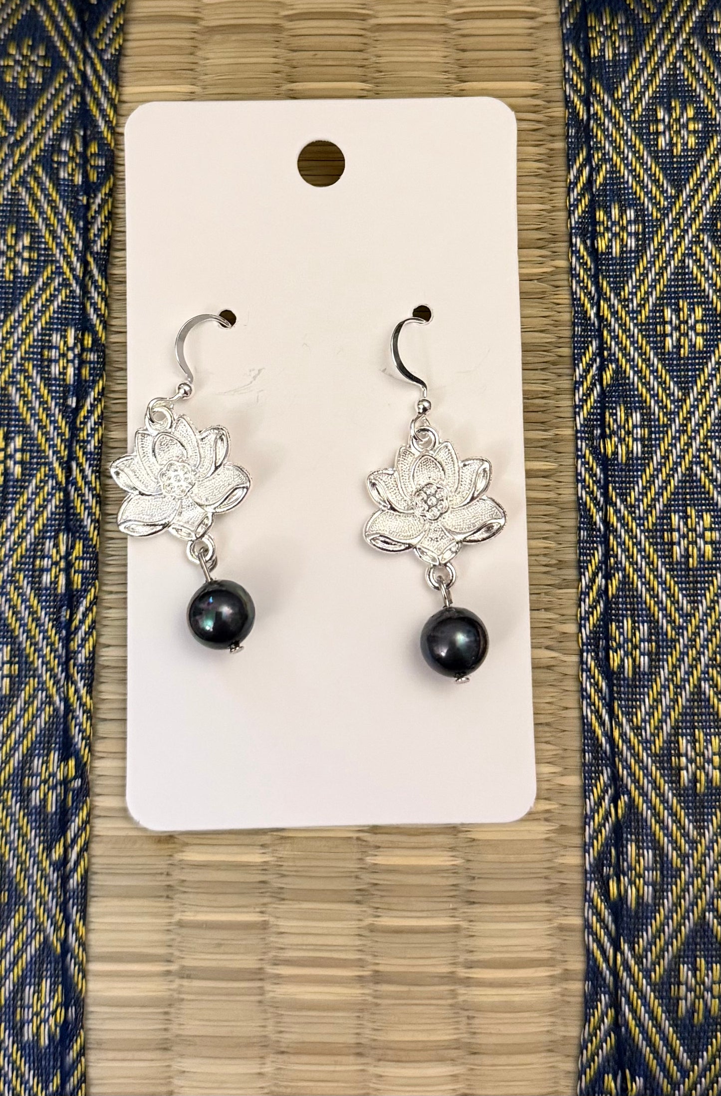 Peacock Pearl Lotus Earrings