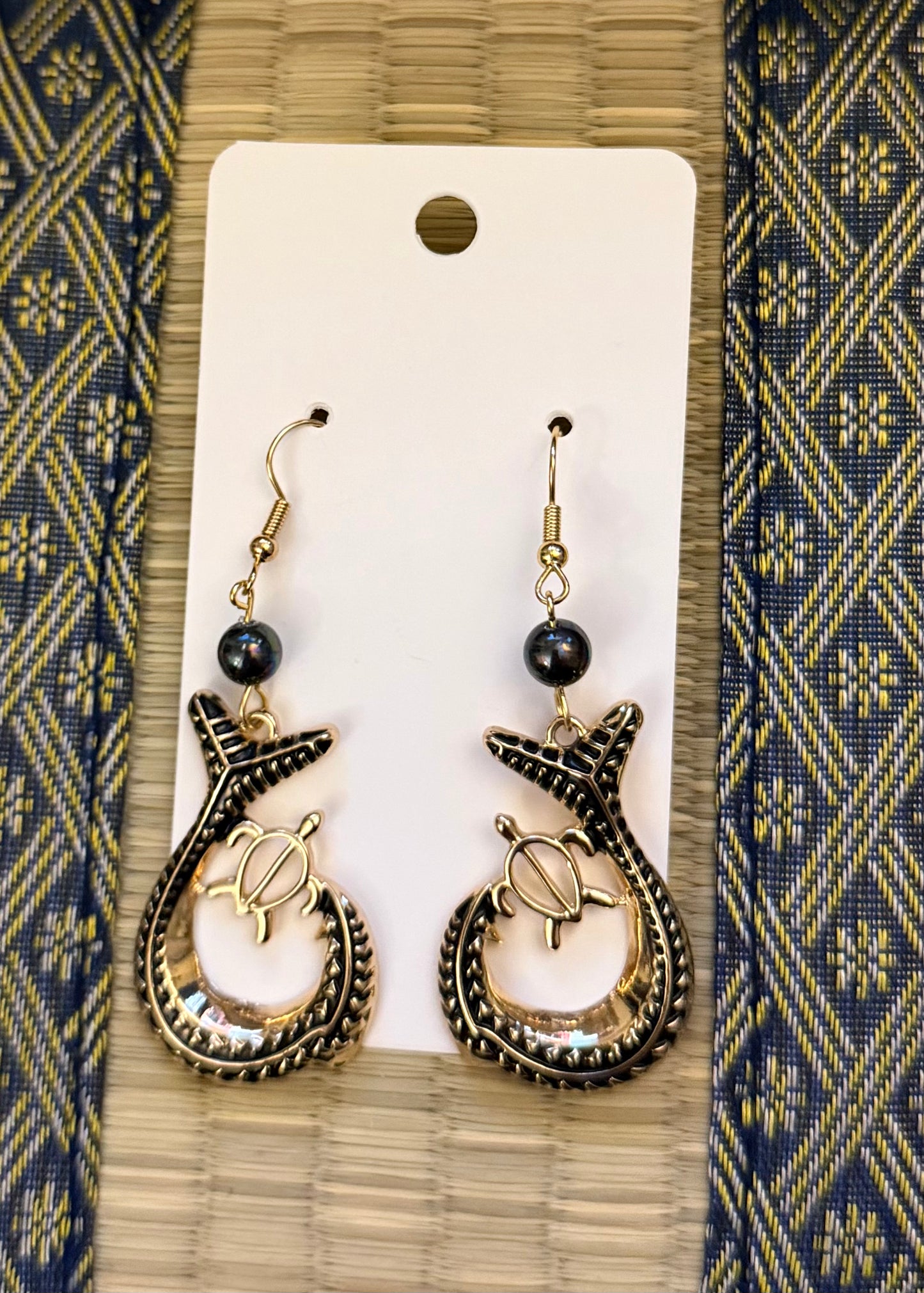 Maori Peacock Fish Turtle Hook Earrings