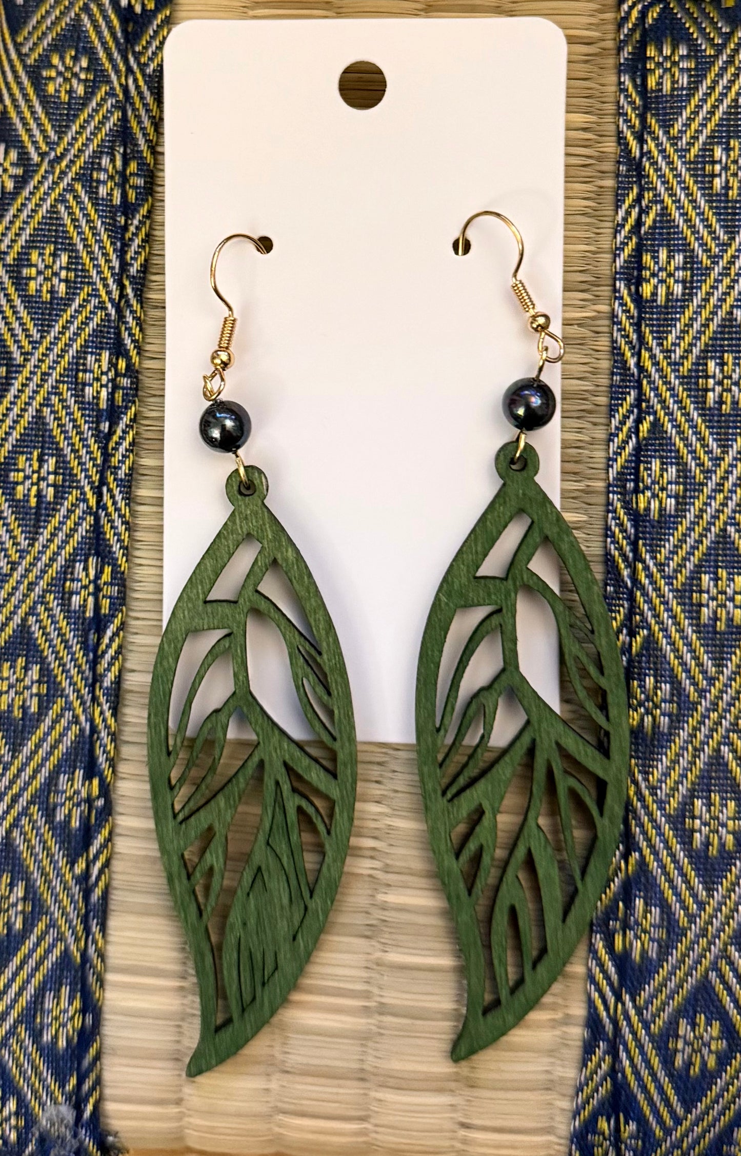 Peacock Pearl Leaf Earrings