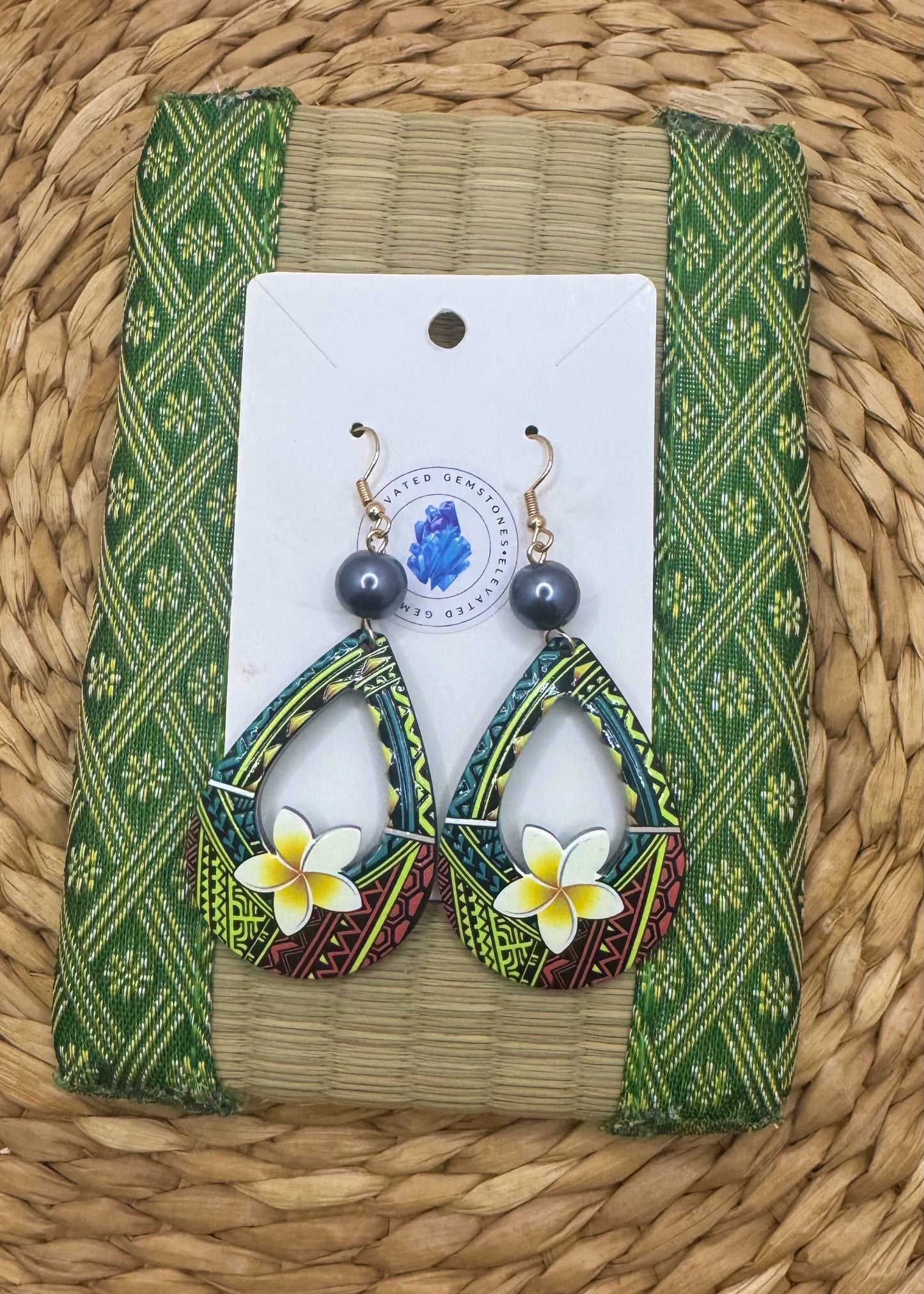Island Teardrop Plumeria Earrings