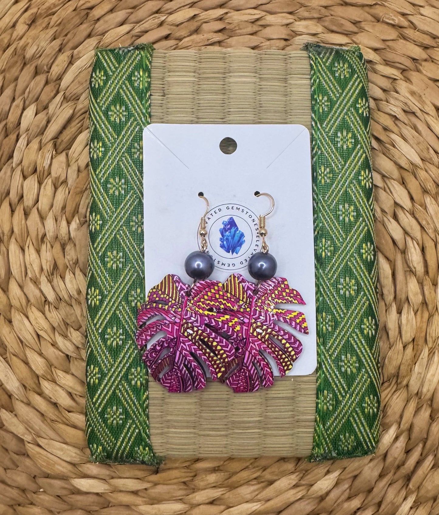 Island Monstera Earrings