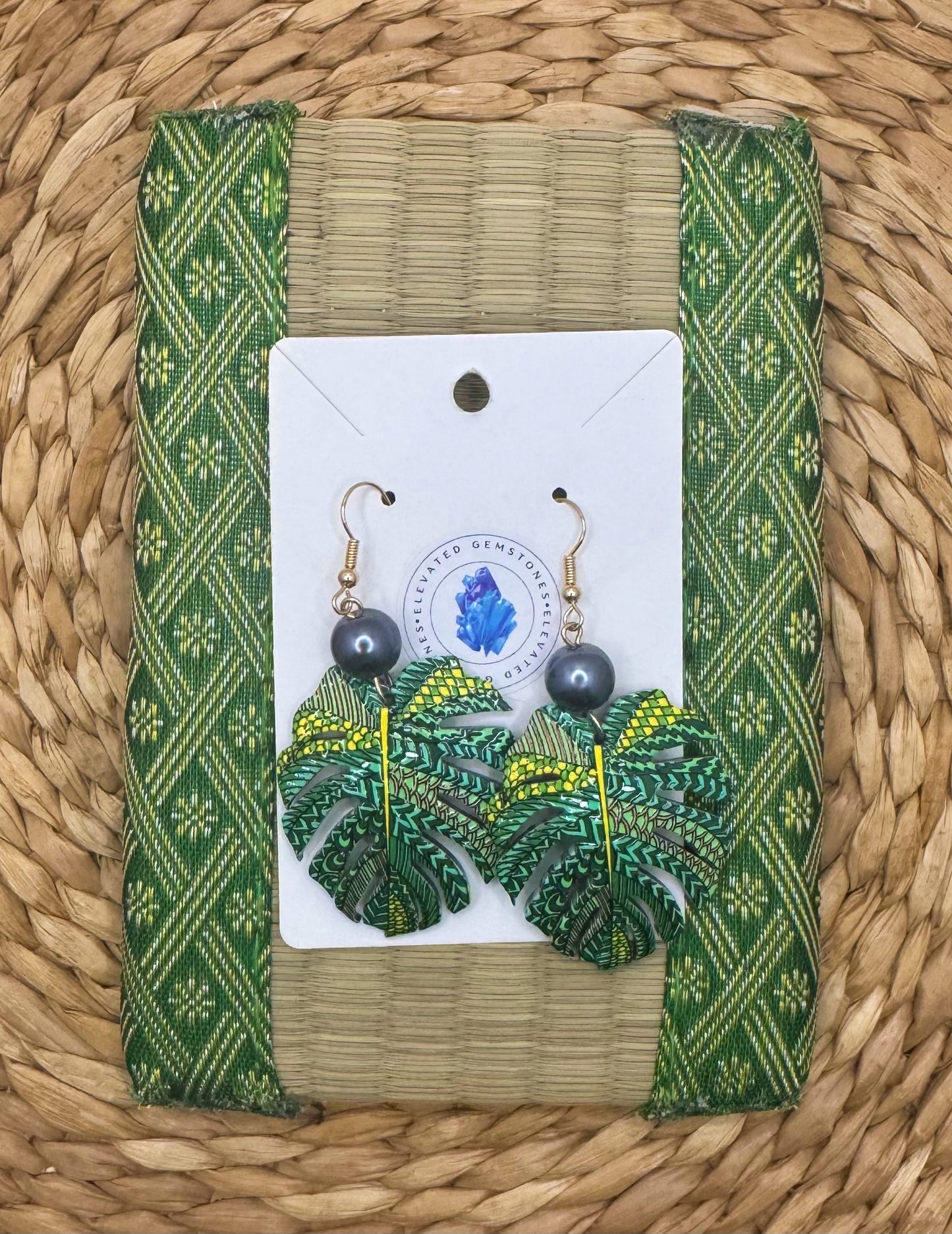 Island Monstera Earrings