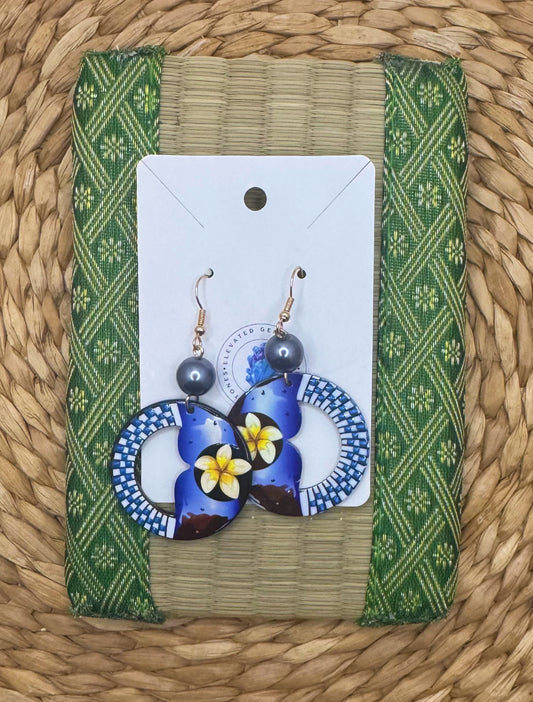 Island Circle Plumeria Earrings