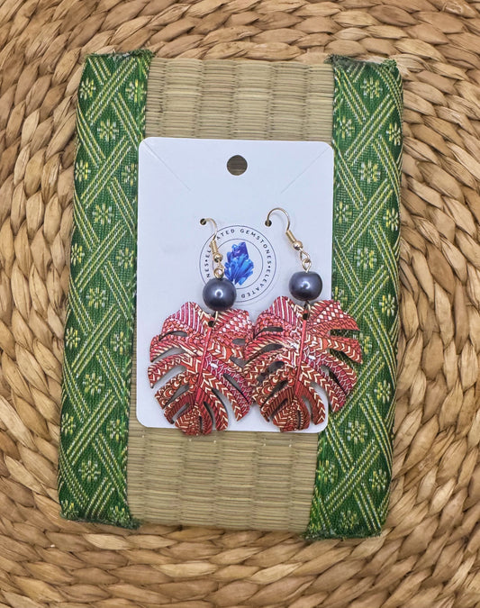 Island Monstera Earrings