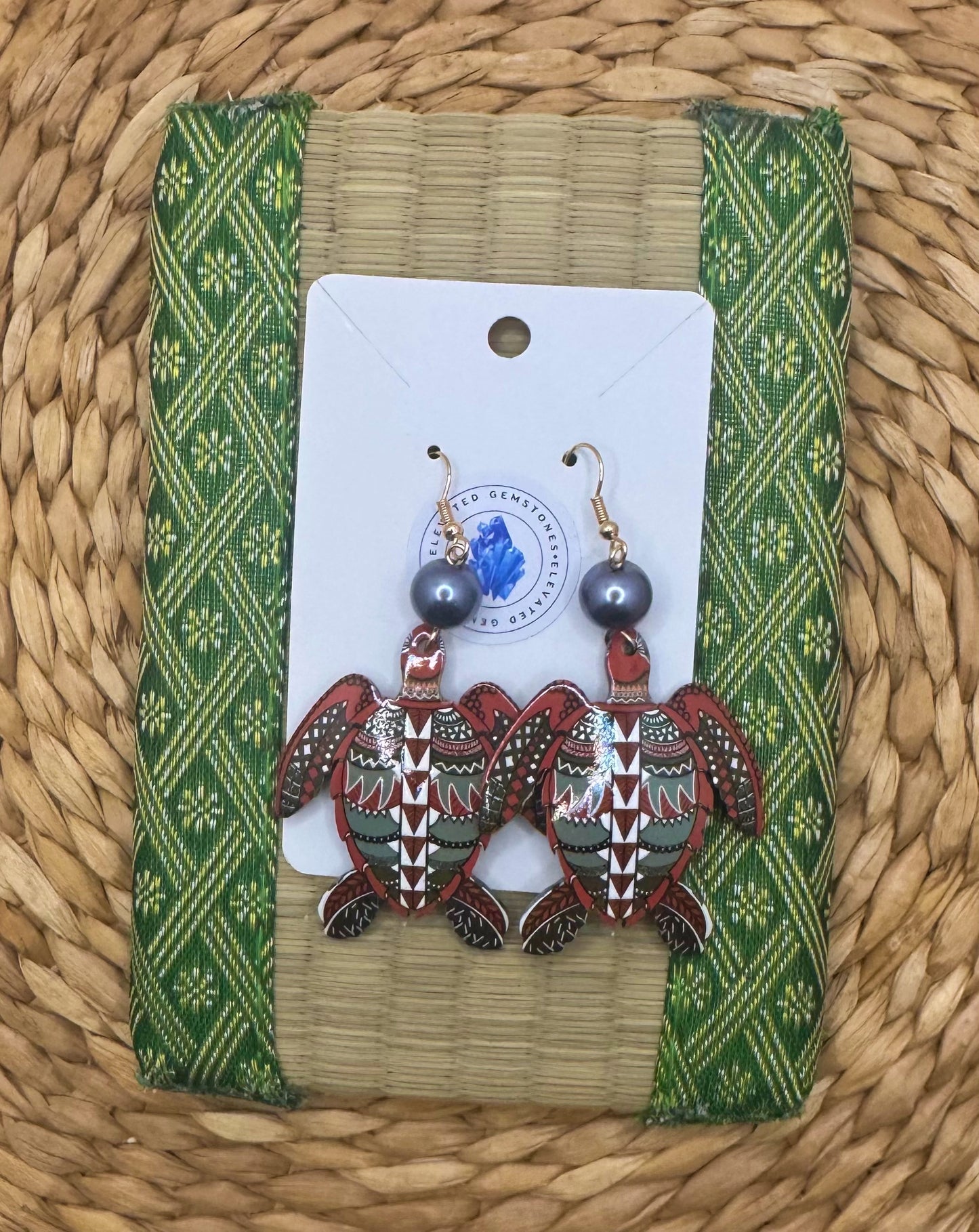 Brown Turtle Tribal Earrings