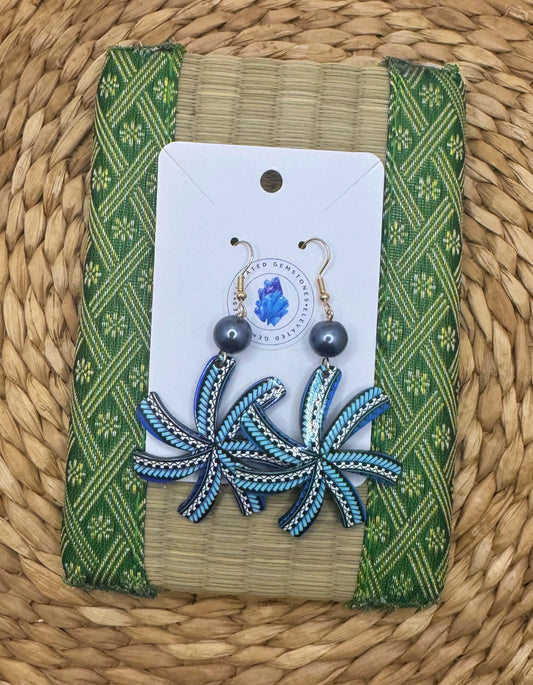 Blue Tribal Spiral Earrings