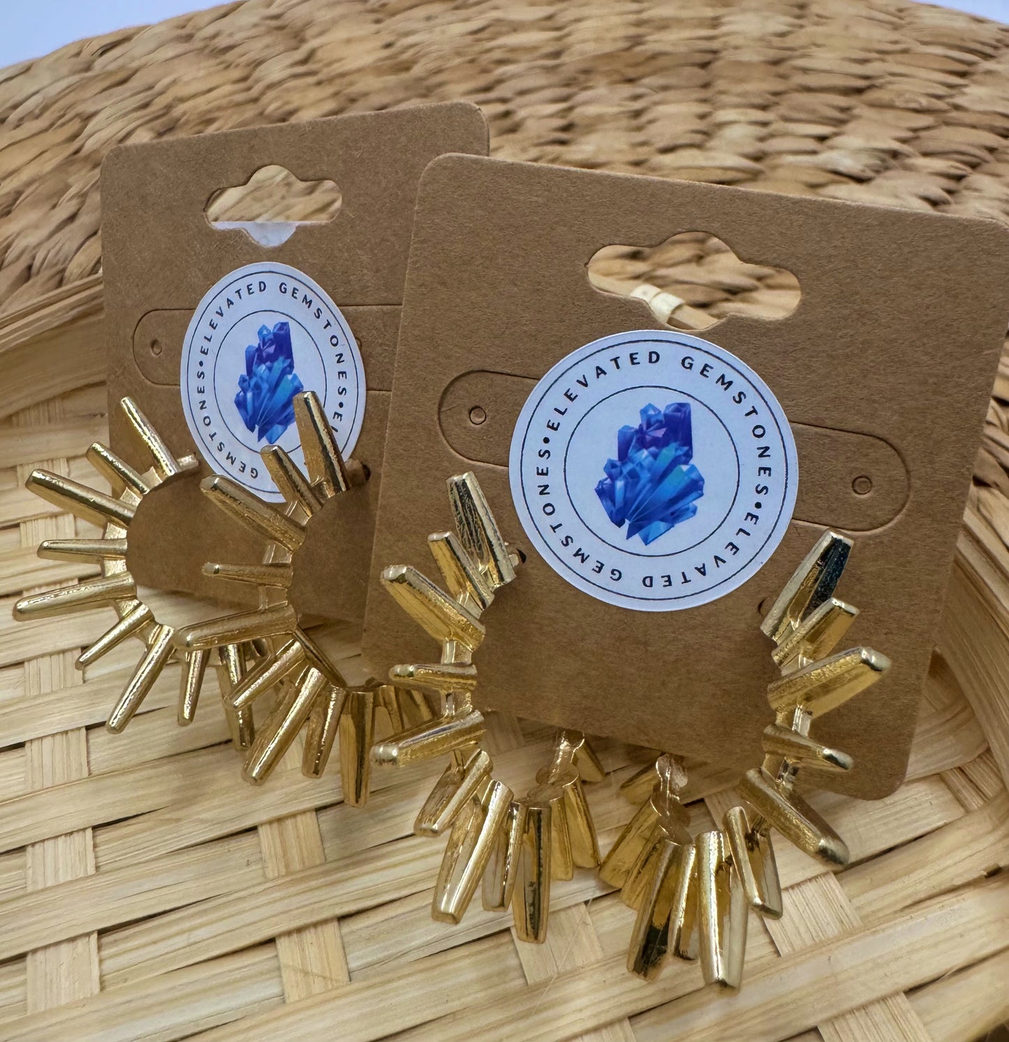 Gold SunBurst Hoop Earrings