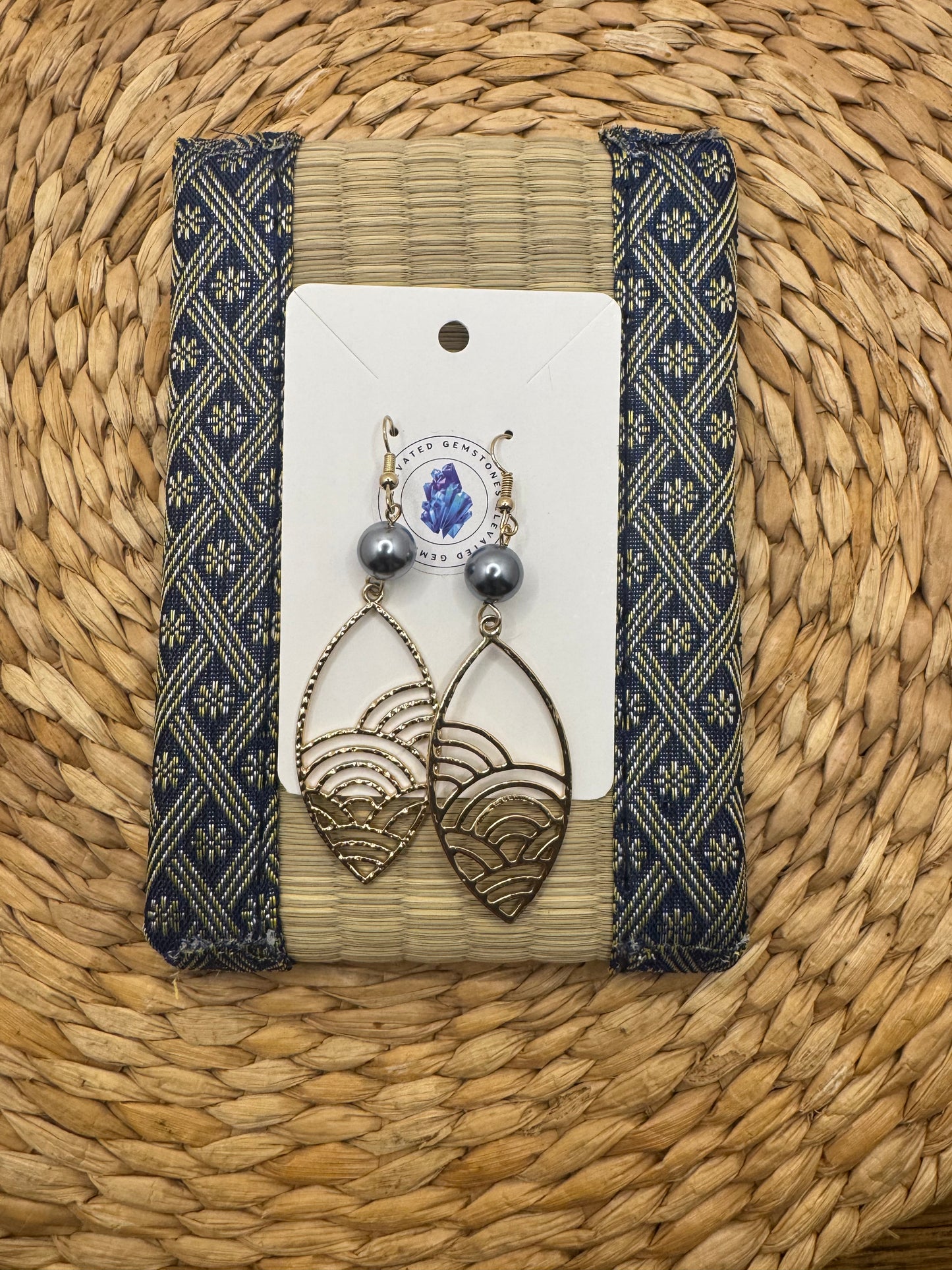 Pearl Geometric Dangle Earrings