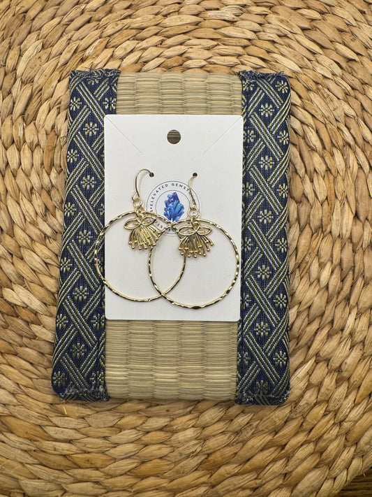 Gold Flower Hoop Earrings