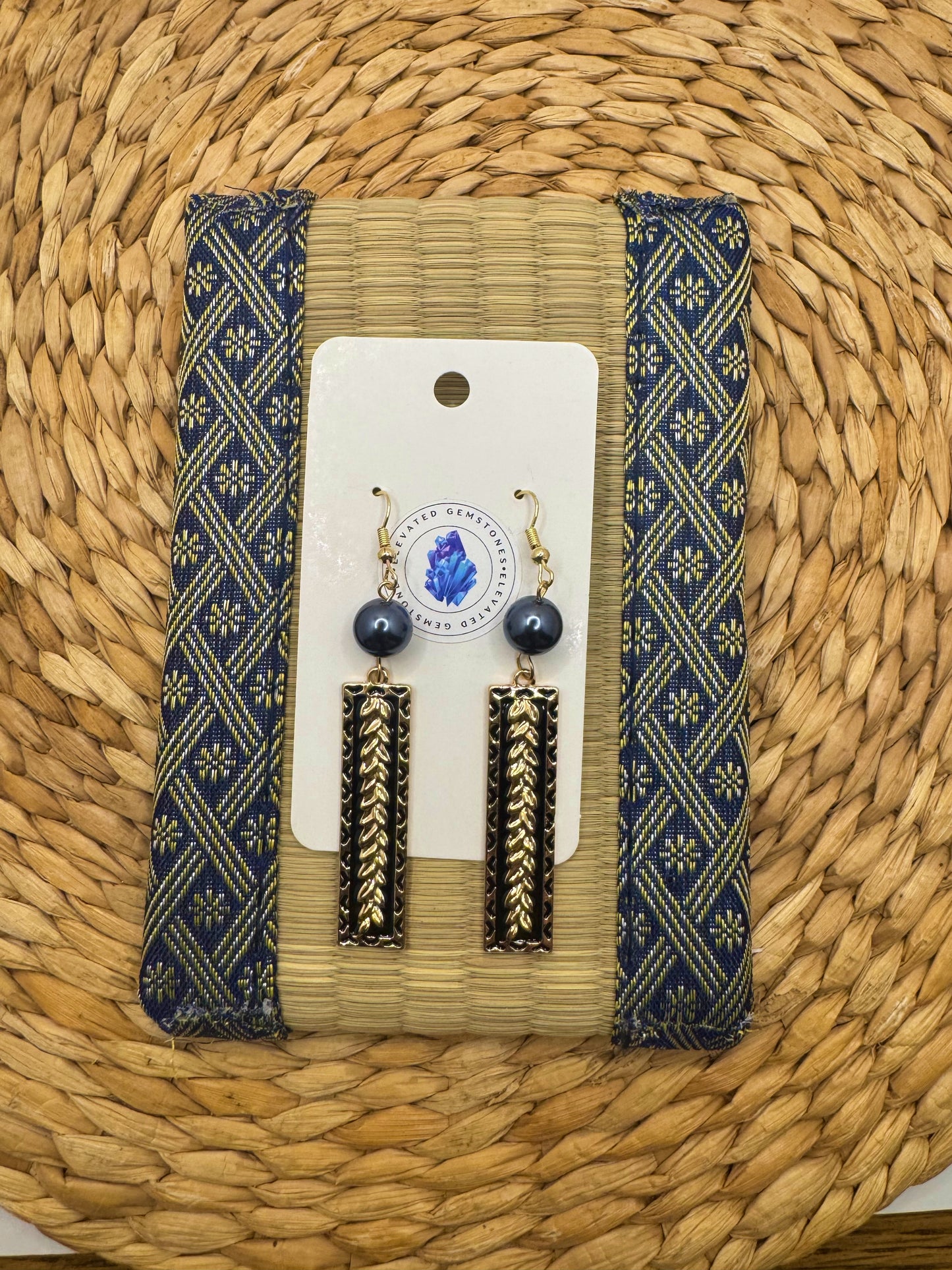 Gold Double Leaf Square Earrings