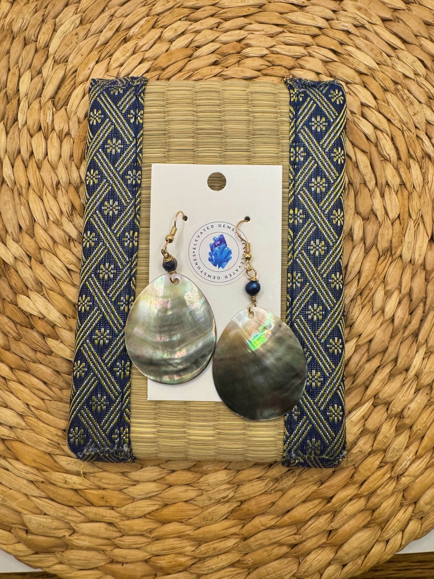 Black Shell Tear Drop Earrings