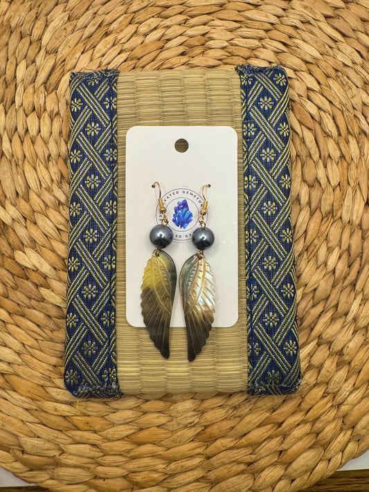 Black Shell Wing Earrings