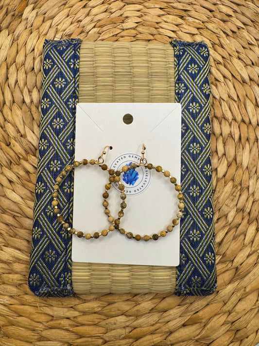 Brown Bead Hoop Earrings