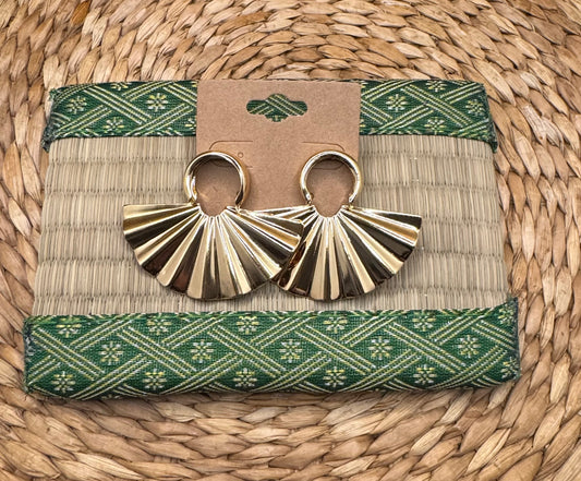 Gold Big Fan Earrings