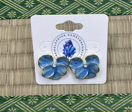 Blue Floral Stud Earrings