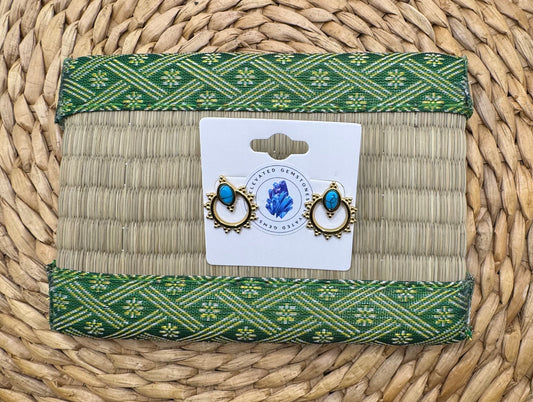 Gold Turquoise Hoop Earrings