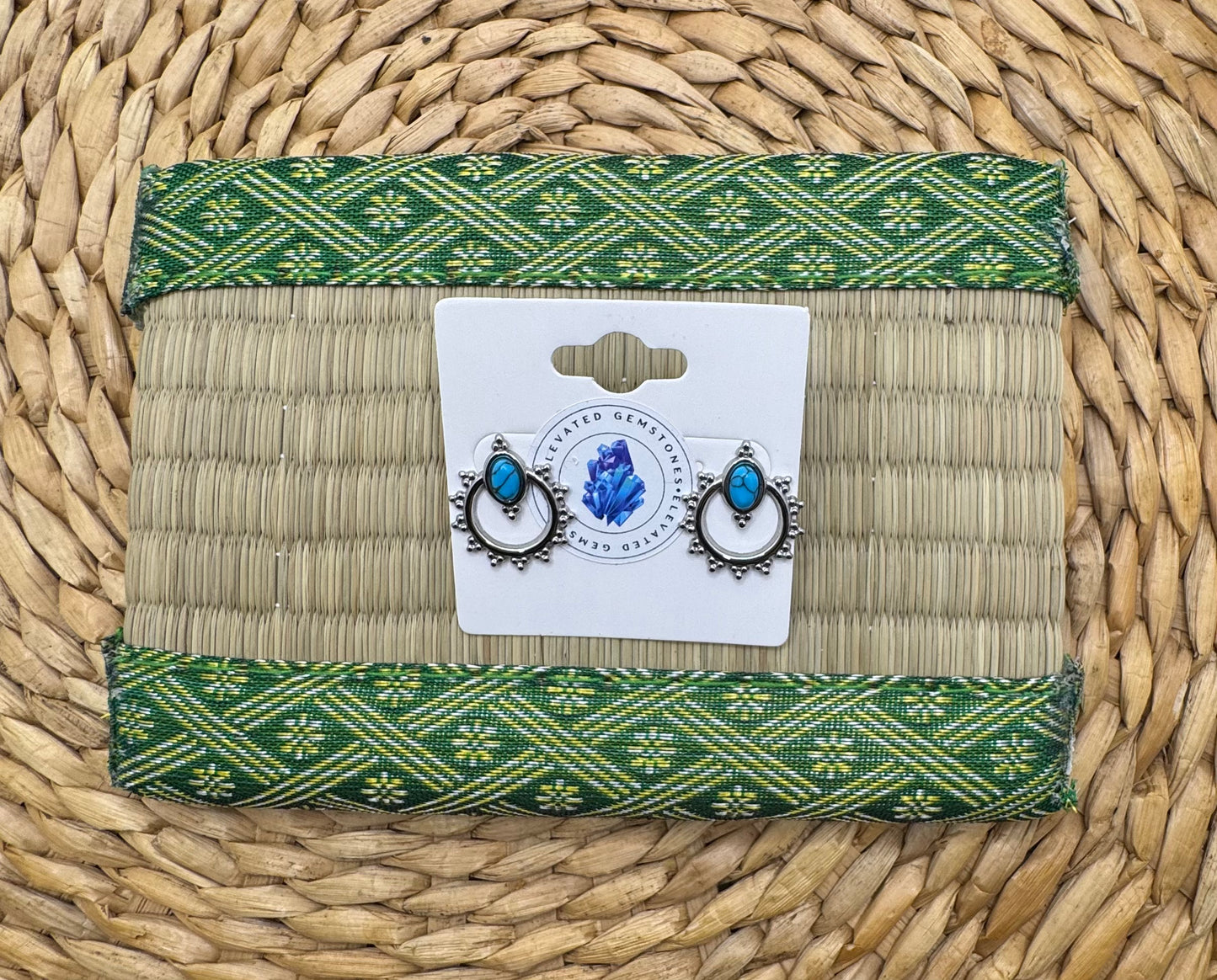 Gold Turquoise Hoop Earrings