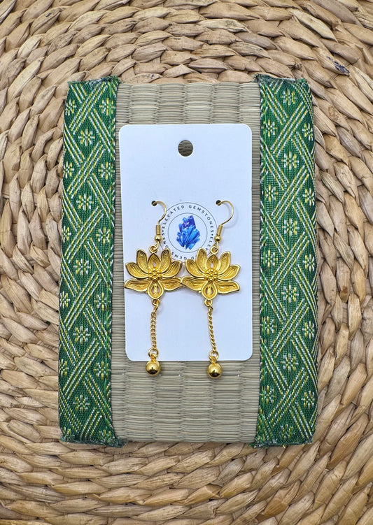 Gold Lotus Flower Earrings