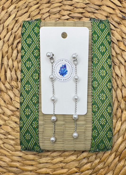 White Pearl Drop Earrings