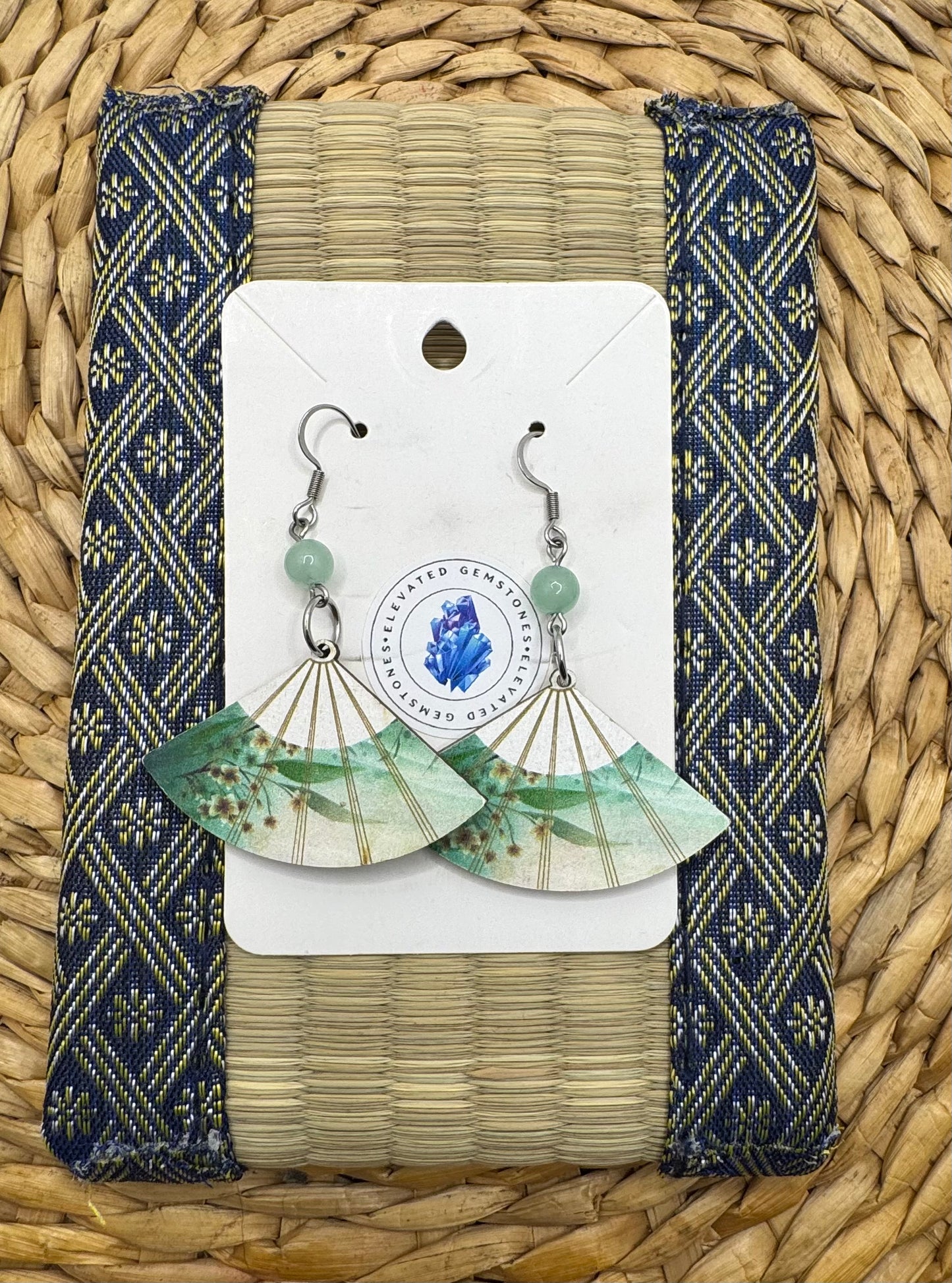 Green Fan Earrings