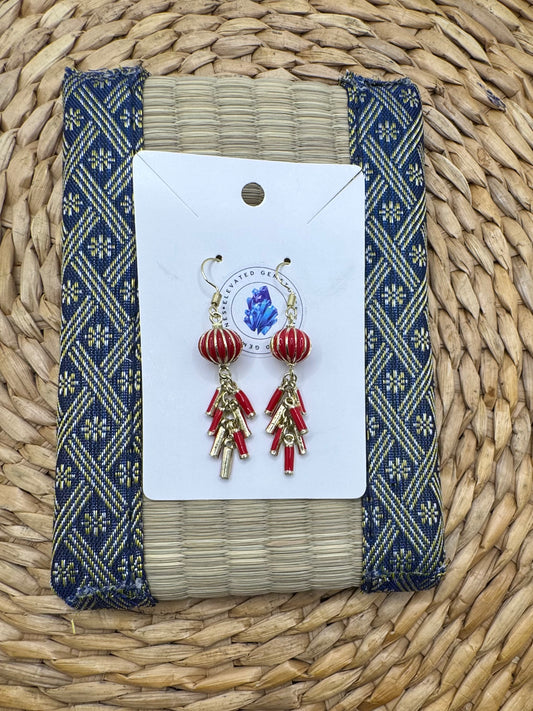 Red Lantern Firecracker Earrings