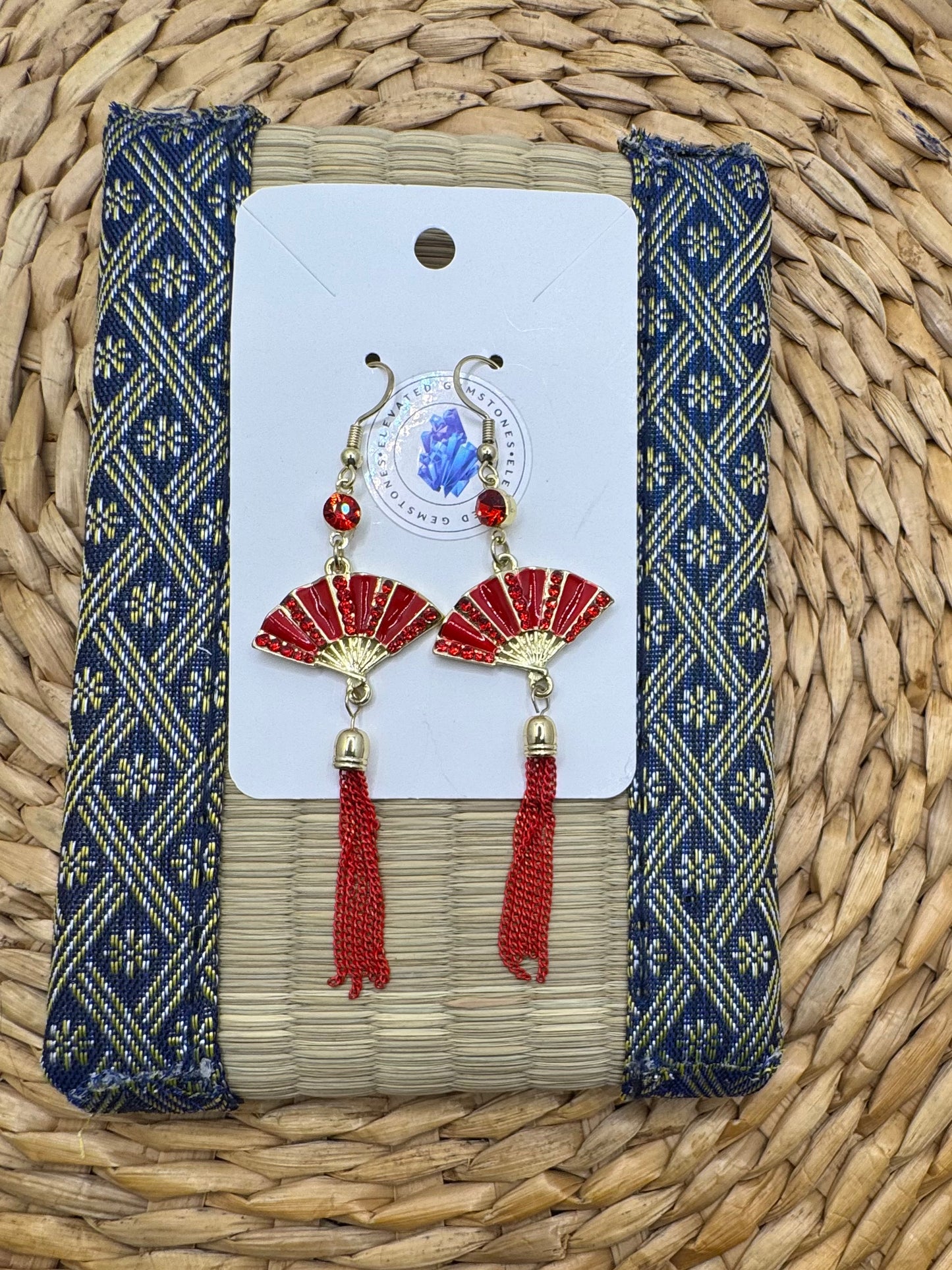 Red Fan Tassel Earrings