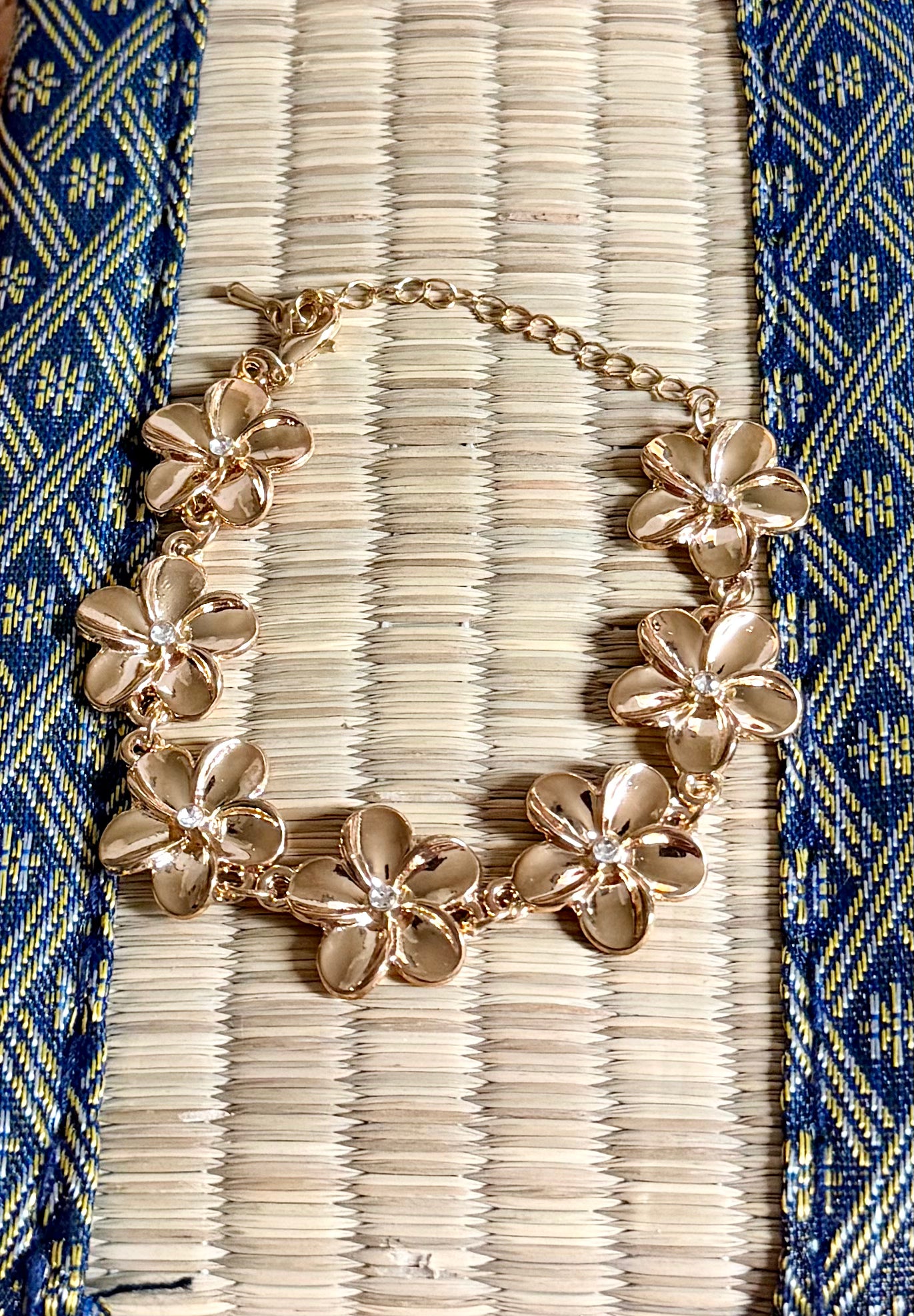 Gold Plumeria Flower Bracelet