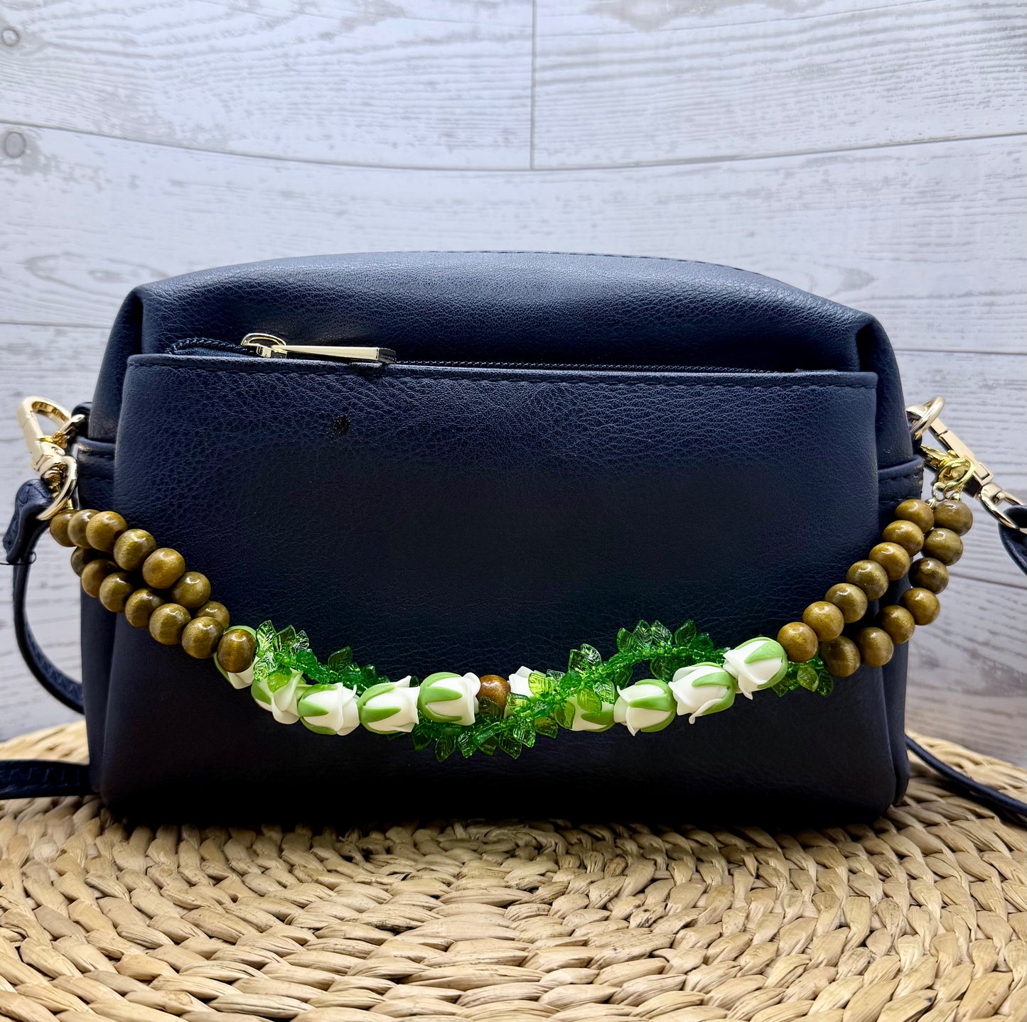 Rose Flower Green Fern Bag Lei