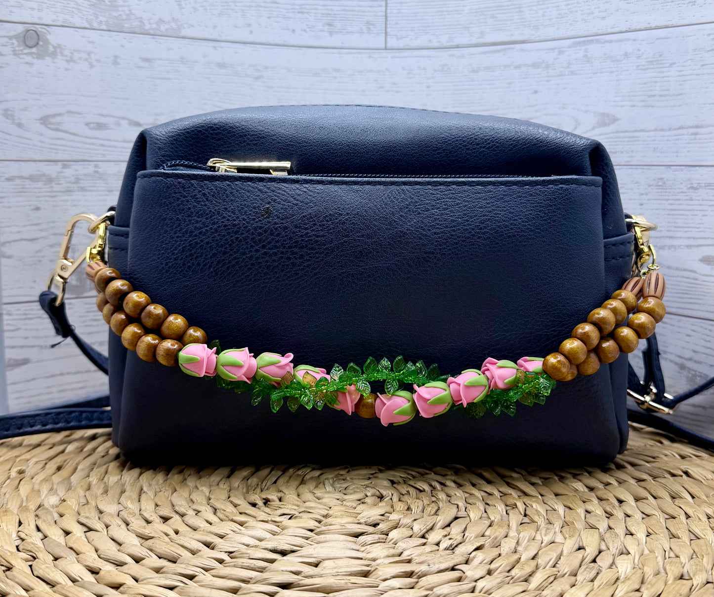 Rose Flower Green Fern Bag Lei