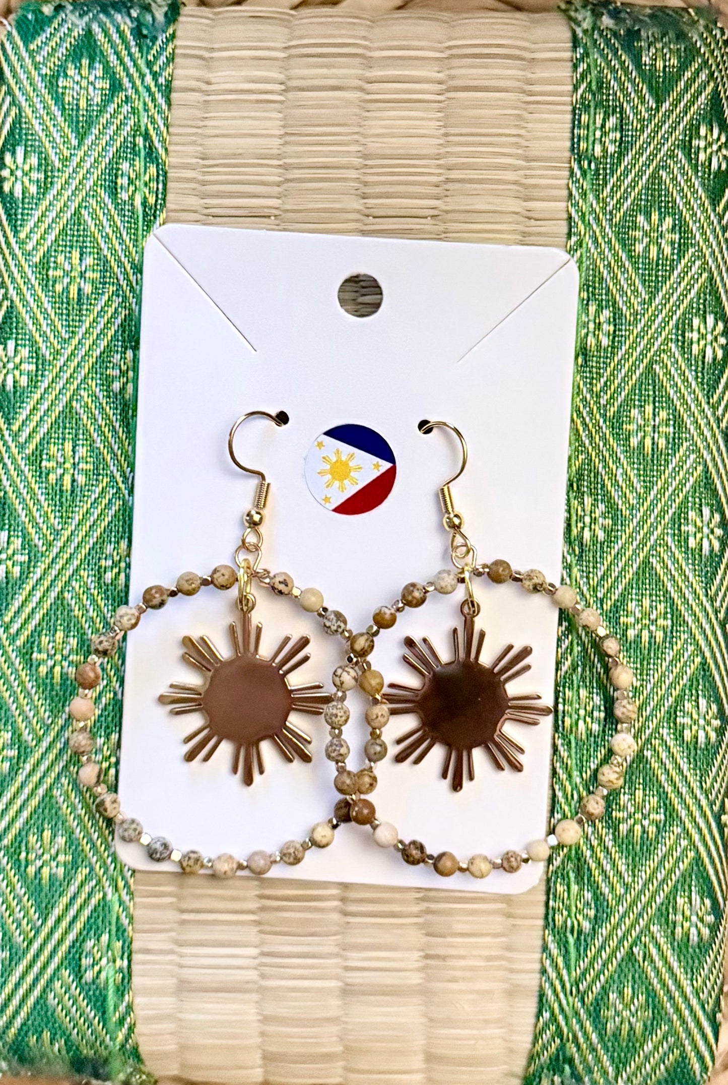 Jasper Filipino Sun Hoop Earrings