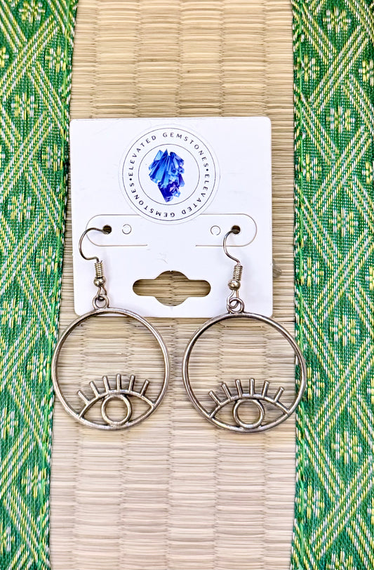 Evil Eye Silver Circle Earring