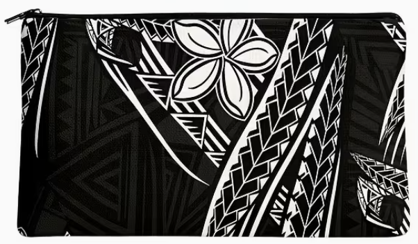 Black Hawaiian Tote Bag W/Makeup Bag