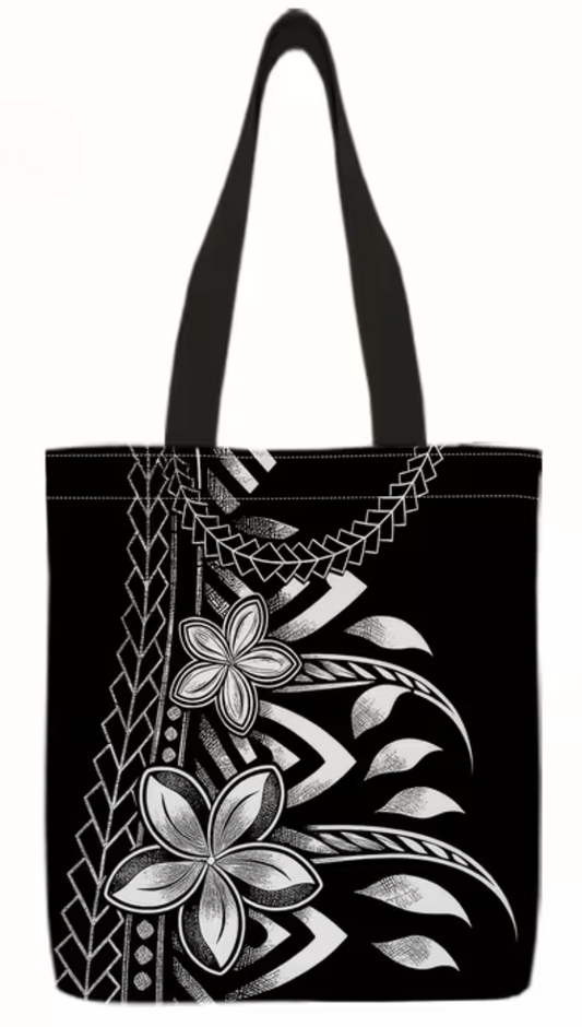 Black Hawaiian Tote Bag W/Makeup Bag