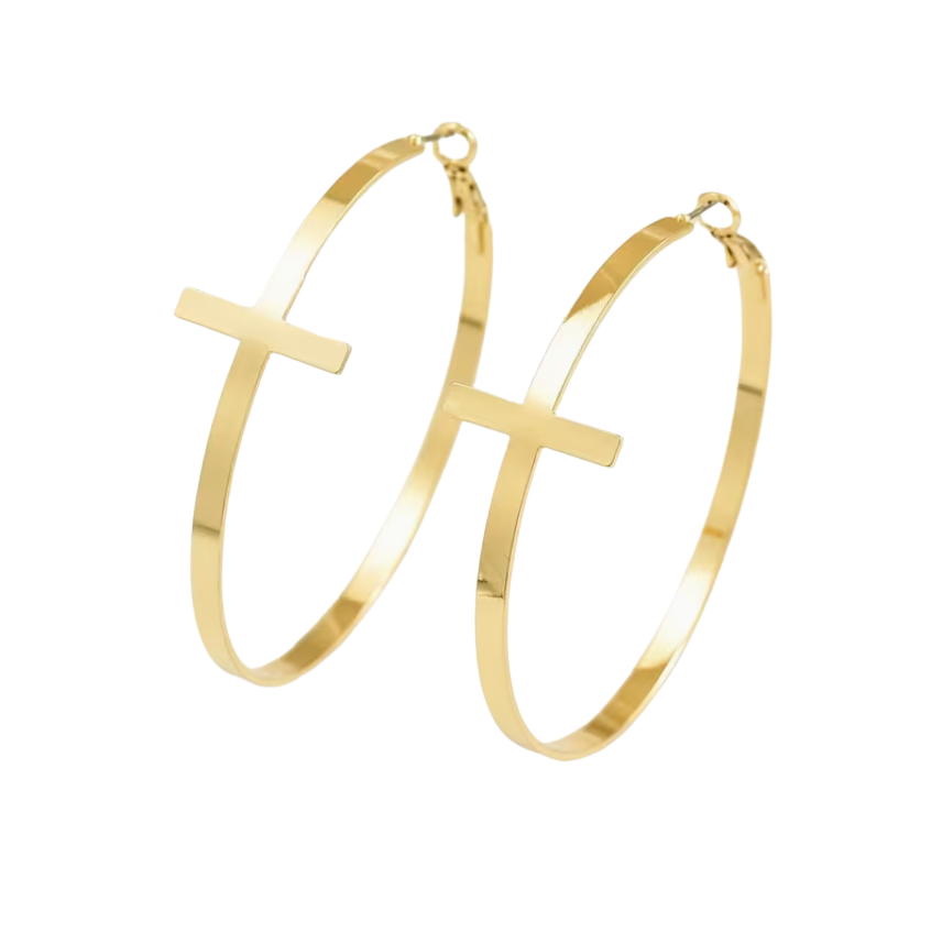 Cross Hoop Earrings