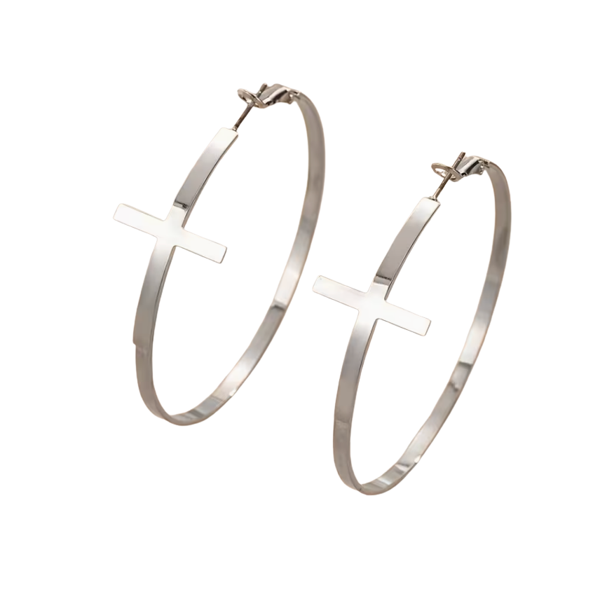 Cross Hoop Earrings