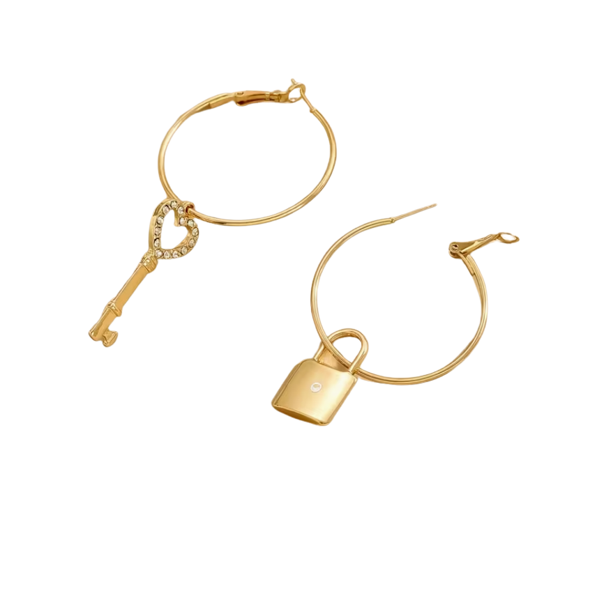 Key Lock Hoop Earrings